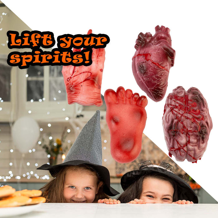 Halloween Squishy Body Parts Props Hand-Foot-Heart-Brain | 4 Pack