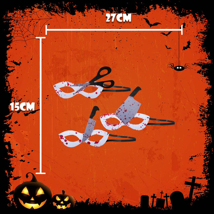 Halloween Felt Blood Masks Prop Knife-Scissors-Cleaver | 3 Pack