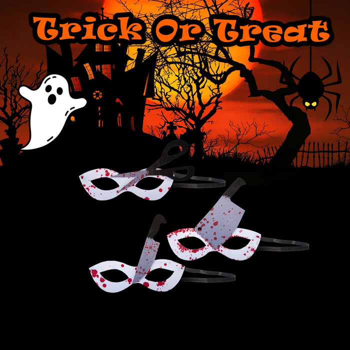 Halloween Felt Blood Masks Prop Knife-Scissors-Cleaver | 3 Pack
