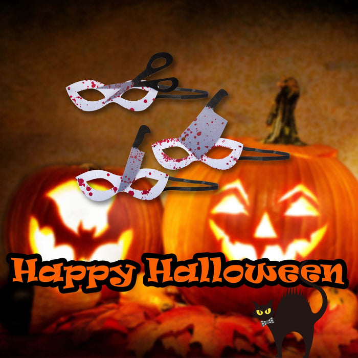 Halloween Felt Blood Masks Prop Knife-Scissors-Cleaver | 3 Pack
