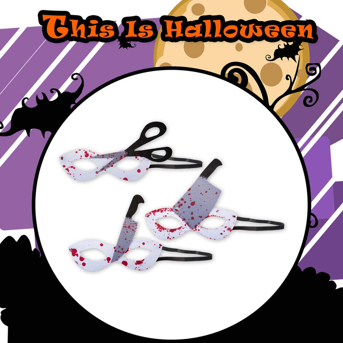 Halloween Felt Blood Masks Prop Knife-Scissors-Cleaver | 3 Pack