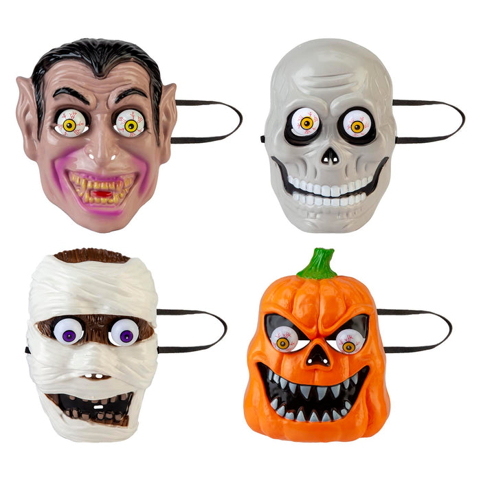 Halloween Pop Out Eyes Masks Pumpkin-Skull-Mummy-Vampire | 4 Pack