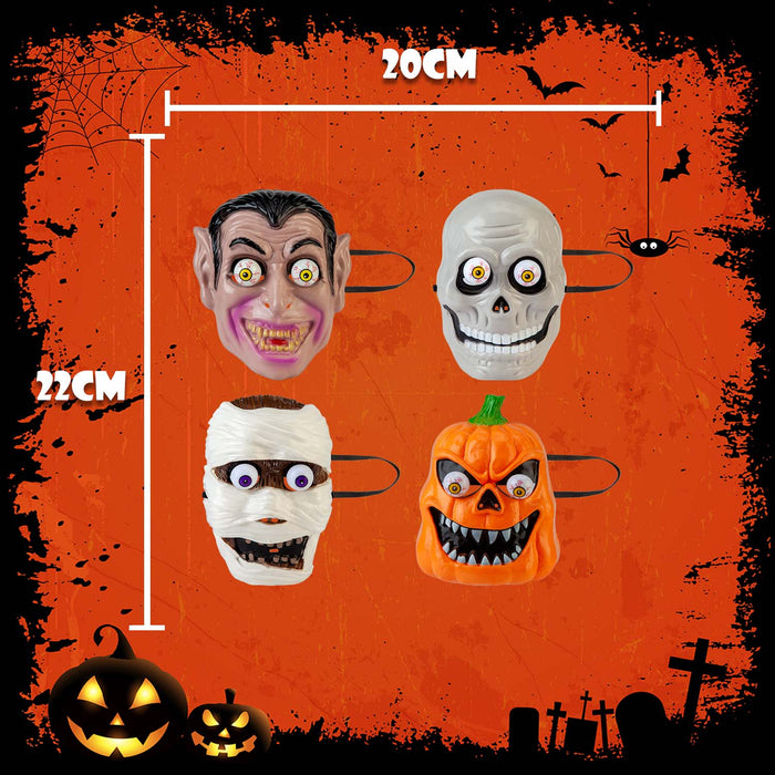 Halloween Pop Out Eyes Masks Pumpkin-Skull-Mummy-Vampire | 4 Pack