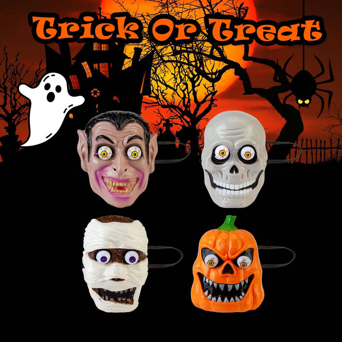 Halloween Pop Out Eyes Masks Pumpkin-Skull-Mummy-Vampire | 4 Pack