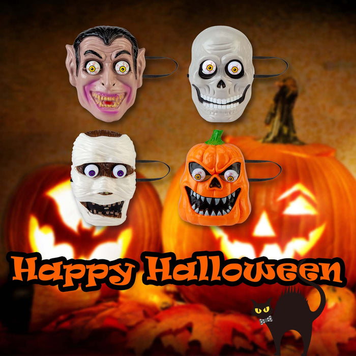 Halloween Pop Out Eyes Masks Pumpkin-Skull-Mummy-Vampire | 4 Pack