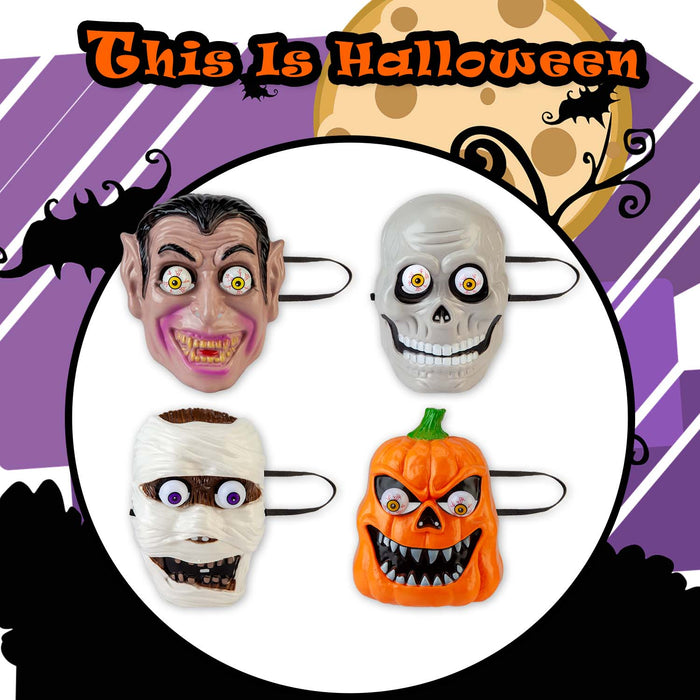 Halloween Pop Out Eyes Masks Pumpkin-Skull-Mummy-Vampire | 4 Pack