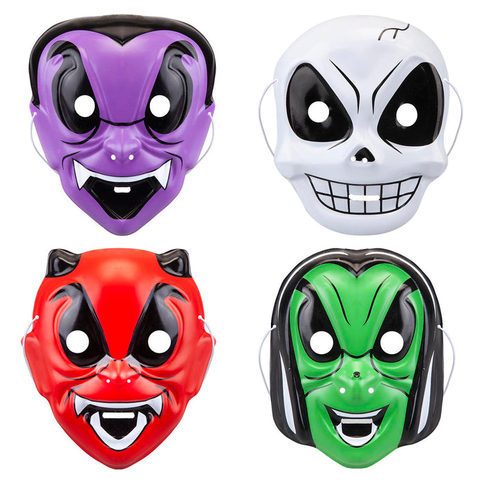 Halloween Childrens Mask Witch-Devil-Skull-Vampire | 4 Pack