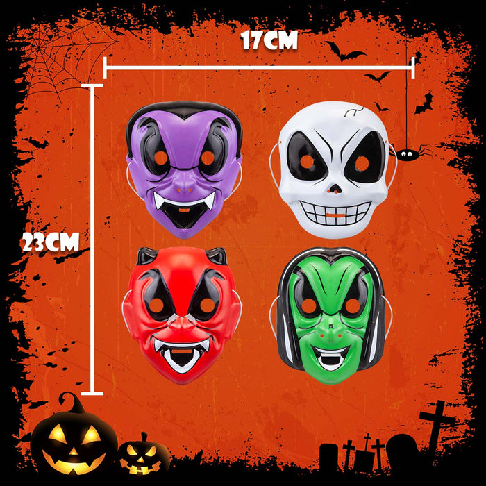 Halloween Childrens Mask Witch-Devil-Skull-Vampire | 4 Pack