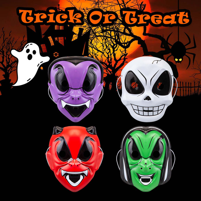 Halloween Childrens Mask Witch-Devil-Skull-Vampire | 4 Pack