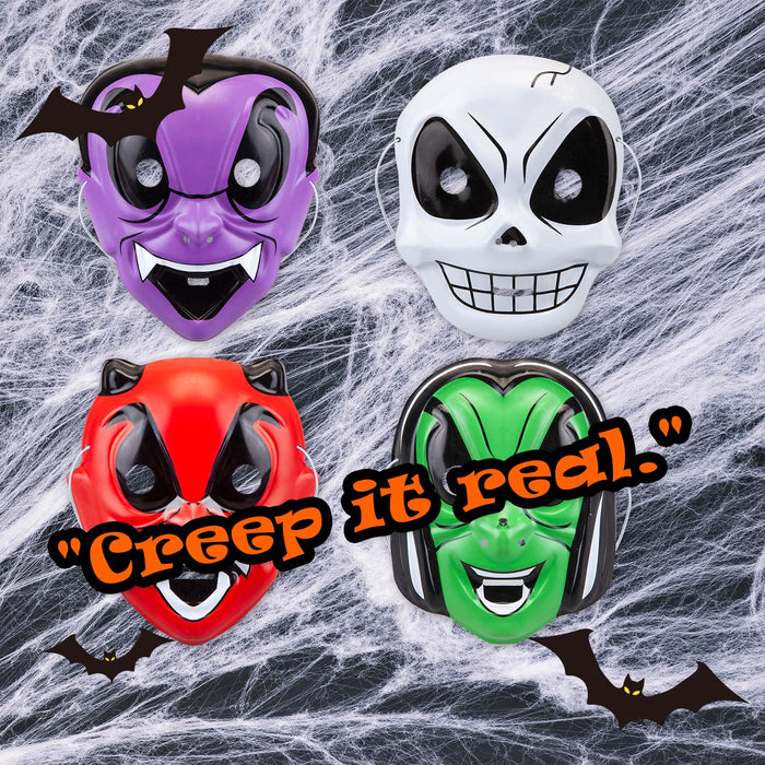 Halloween Childrens Mask Witch-Devil-Skull-Vampire | 4 Pack
