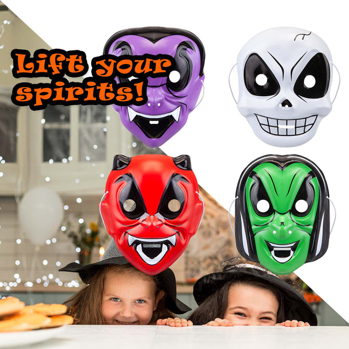 Halloween Childrens Mask Witch-Devil-Skull-Vampire | 4 Pack