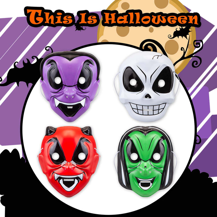 Halloween Childrens Mask Witch-Devil-Skull-Vampire | 4 Pack