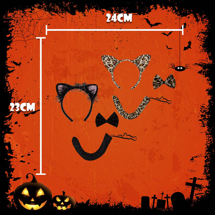 Halloween Cat Dress Up Set Black Cat-Spotty Leopard | 2 Pack