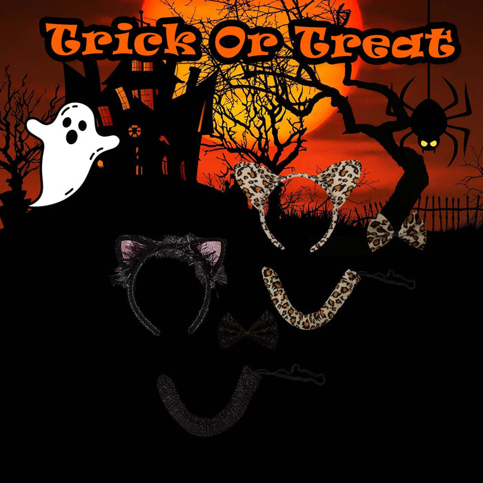 Halloween Cat Dress Up Set Black Cat-Spotty Leopard | 2 Pack