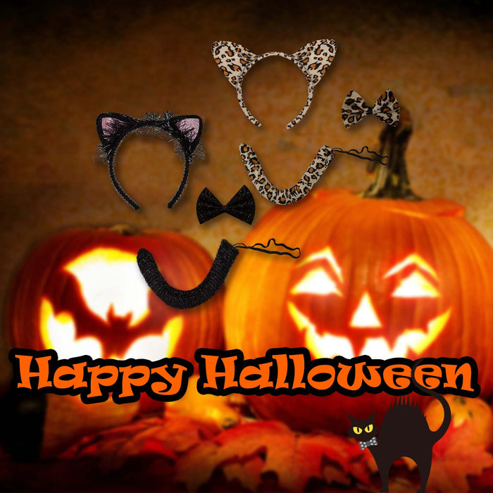 Halloween Cat Dress Up Set Black Cat-Spotty Leopard | 2 Pack