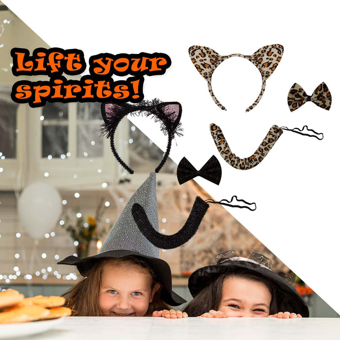 Halloween Cat Dress Up Set Black Cat-Spotty Leopard | 2 Pack