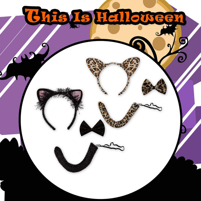 Halloween Cat Dress Up Set Black Cat-Spotty Leopard | 2 Pack