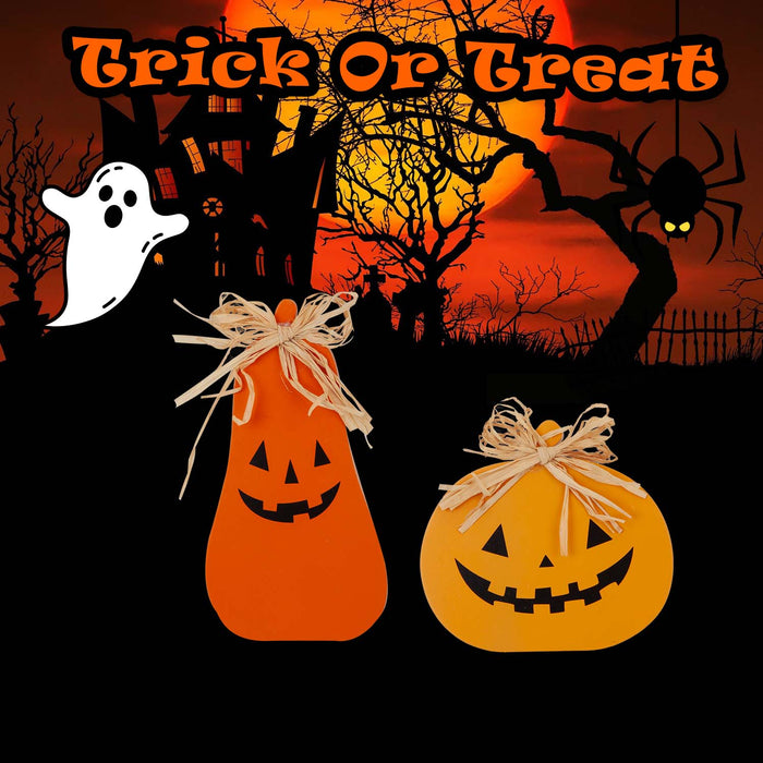 Halloween Pumpkin Table Decorations Round-Tall | 2 Pack
