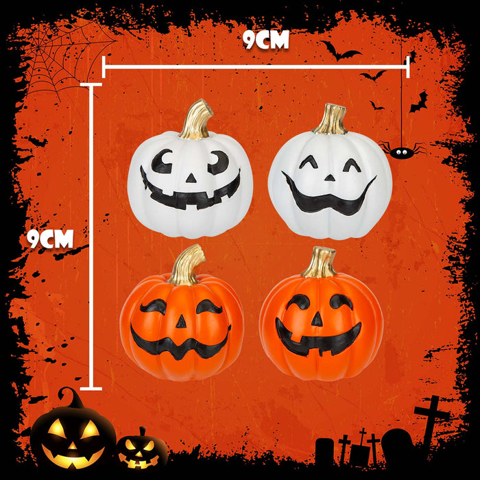 Halloween Happy Face Pumpkins | Decoration | 2 Orange 2 White | 4 Pack