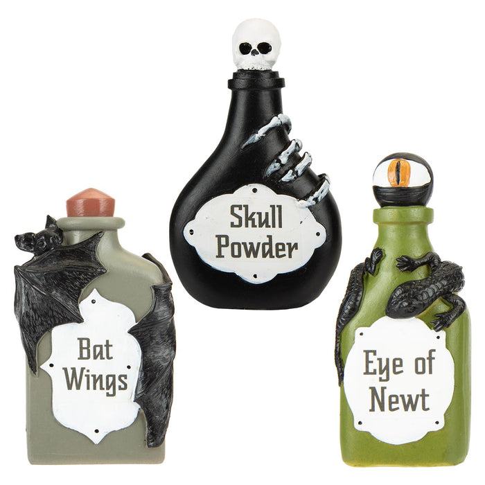 Halloween Bottles Decoration | Accessories | Grey-Black-Green | 3 Pack