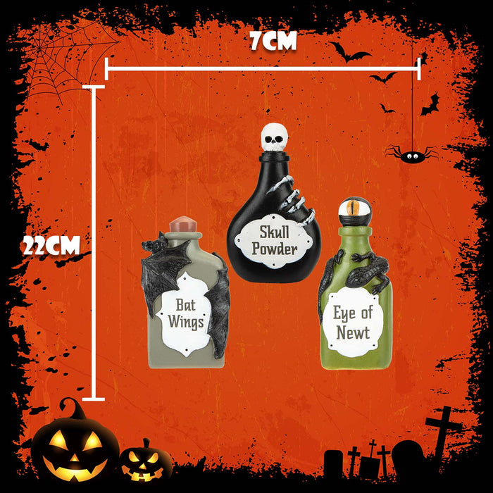 Halloween Bottles Decoration | Accessories | Grey-Black-Green | 3 Pack