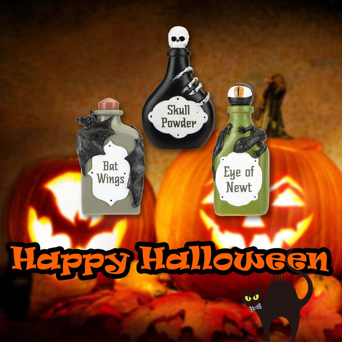 Halloween Bottles Decoration | Accessories | Grey-Black-Green | 3 Pack