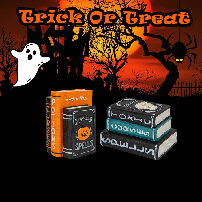 Halloween Books Stack | Party Decoration | Pumpkin-Skull | 2 Pack