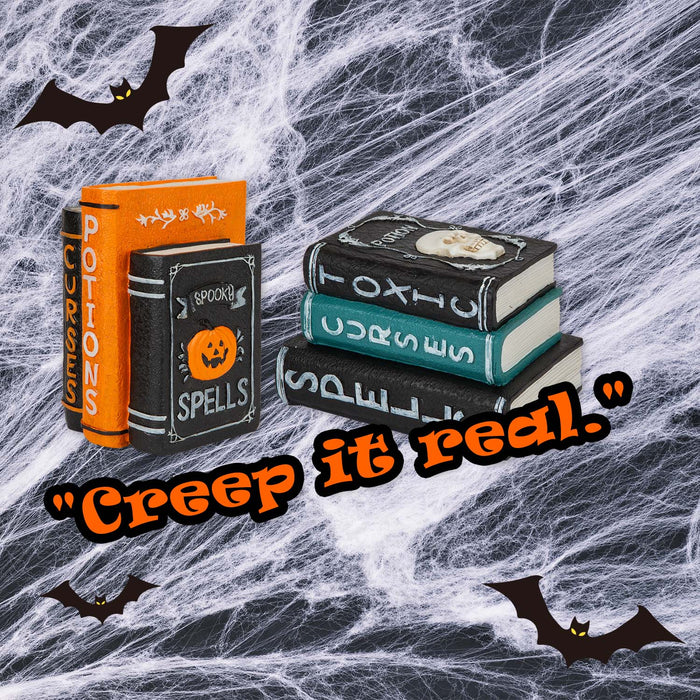 Halloween Books Stack | Party Decoration | Pumpkin-Skull | 2 Pack