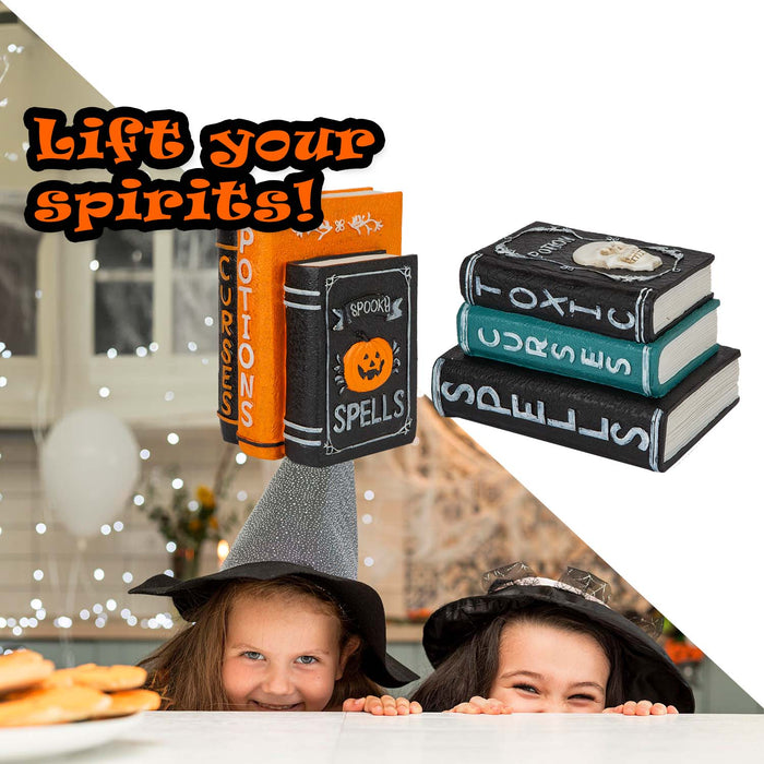 Halloween Books Stack | Party Decoration | Pumpkin-Skull | 2 Pack