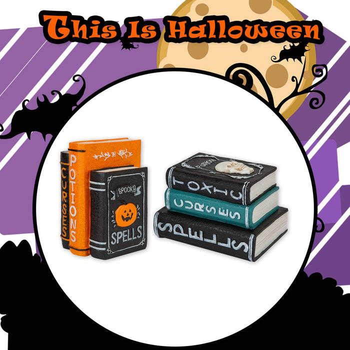 Halloween Books Stack | Party Decoration | Pumpkin-Skull | 2 Pack