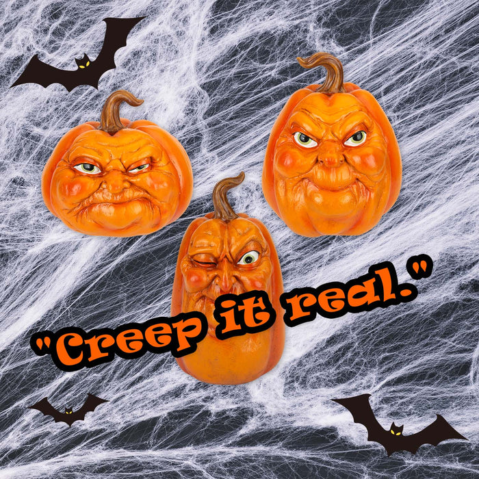 Halloween Grumpkins Decorations Grumpy Pumpkins | 3 Pack