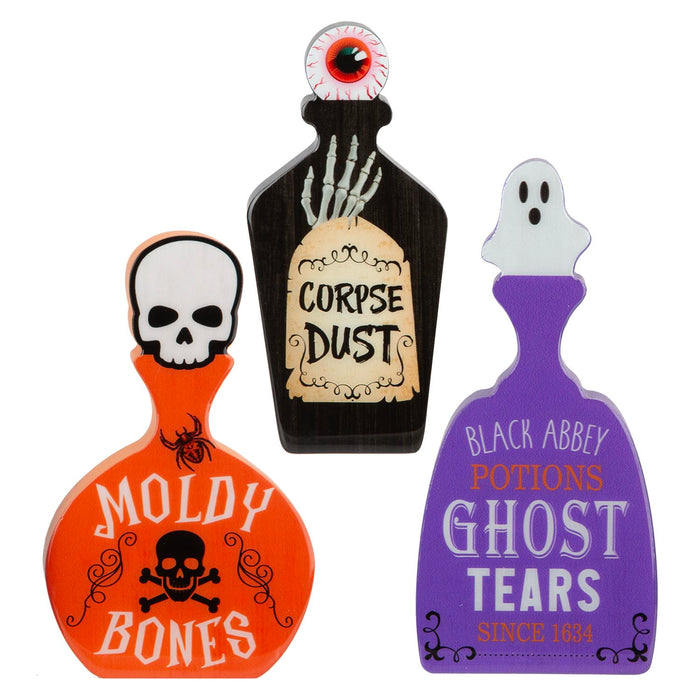 Halloween Mini Bottles Display Red-Black-Purple | 3 Pack