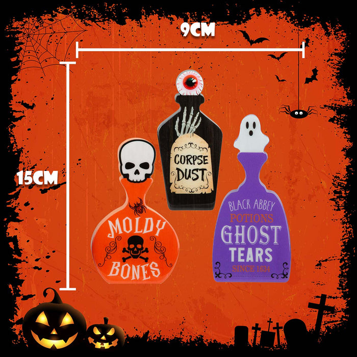 Halloween Mini Bottles Display Red-Black-Purple | 3 Pack