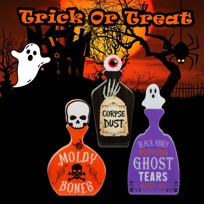 Halloween Mini Bottles Display Red-Black-Purple | 3 Pack