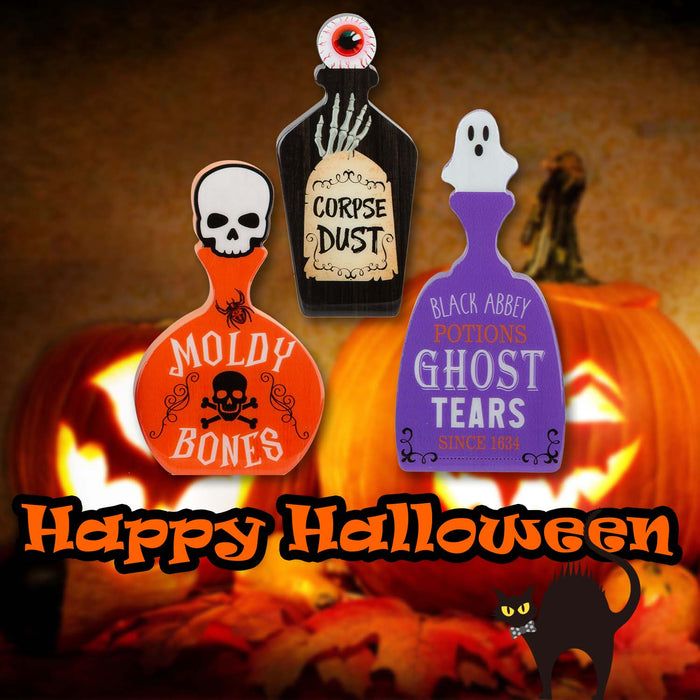 Halloween Mini Bottles Display Red-Black-Purple | 3 Pack