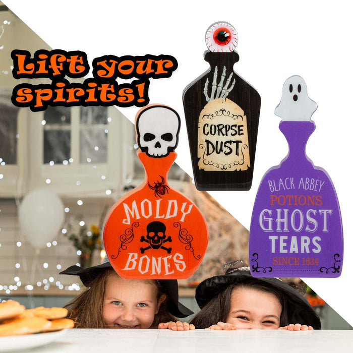 Halloween Mini Bottles Display Red-Black-Purple | 3 Pack