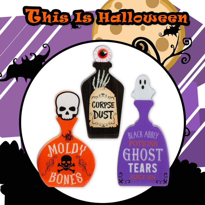 Halloween Mini Bottles Display Red-Black-Purple | 3 Pack