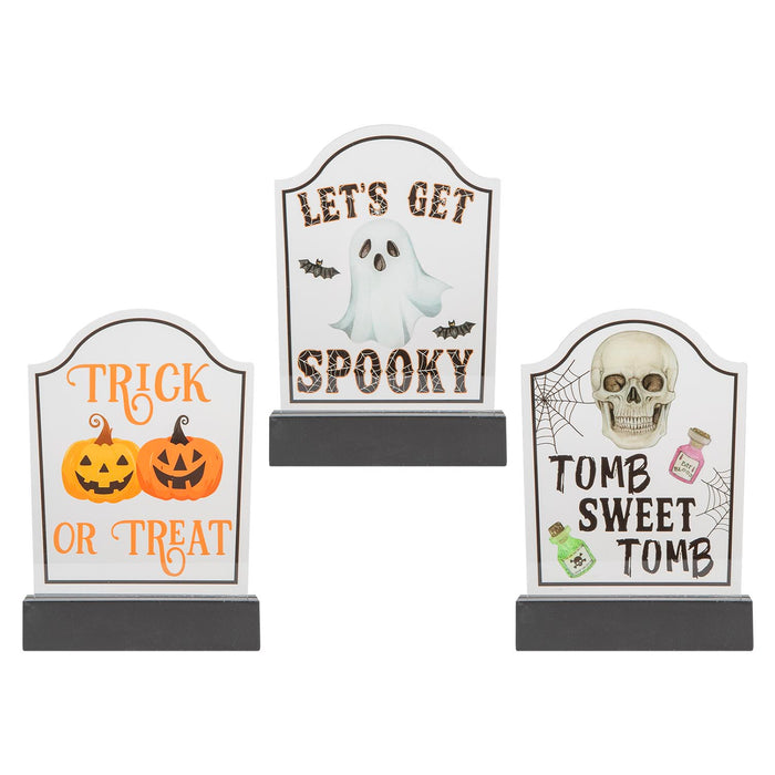 Halloween Tombstone Decoration Pumpkin-Skull-Ghost | 3 Pack