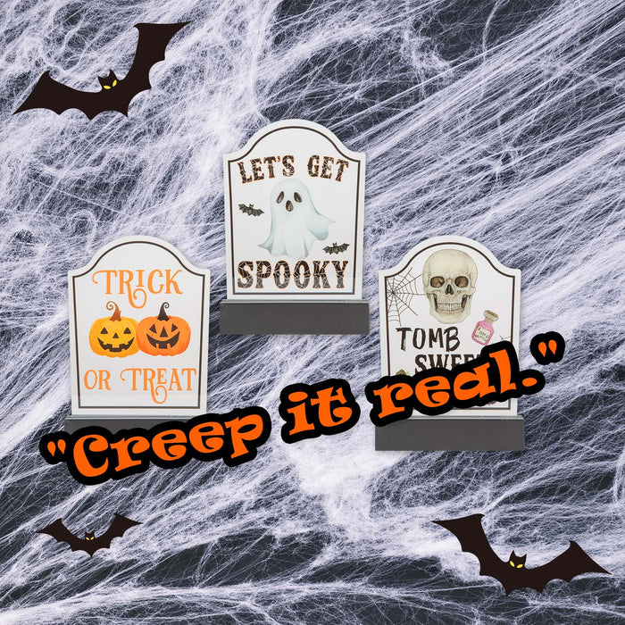 Halloween Tombstone Decoration Pumpkin-Skull-Ghost | 3 Pack