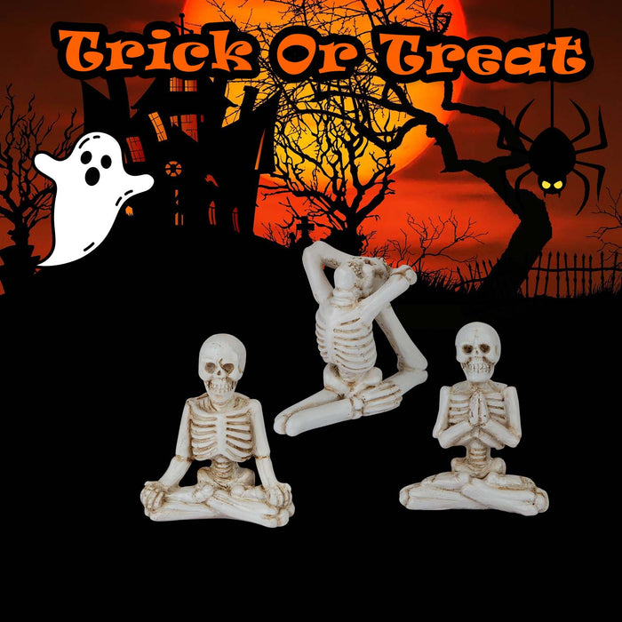 Halloween Skeleton Decorations Hands On Head-Pray-Yoga | 3 Pack