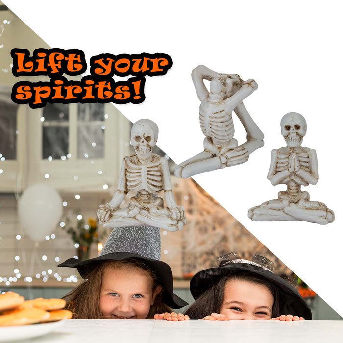 Halloween Skeleton Decorations Hands On Head-Pray-Yoga | 3 Pack