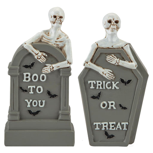 Halloween Tombstone Skeletons Trick Or Treat-Boo-Spooky | 2 Pack