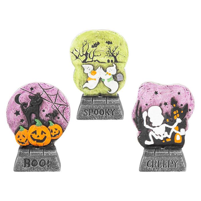 Halloween LED Table Tombstones Spooky-Creepy-Boo | 3 Pack