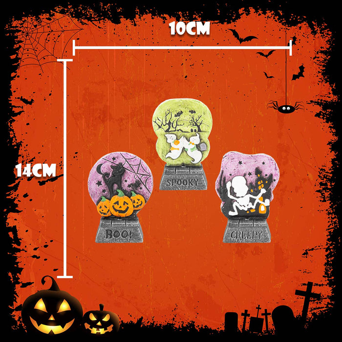 Halloween LED Table Tombstones Spooky-Creepy-Boo | 3 Pack