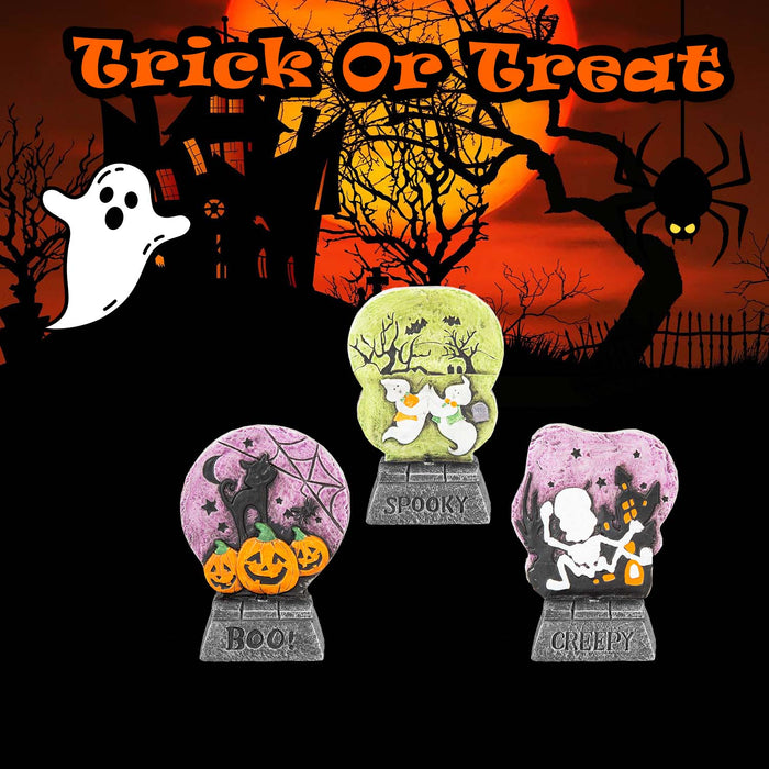 Halloween LED Table Tombstones Spooky-Creepy-Boo | 3 Pack