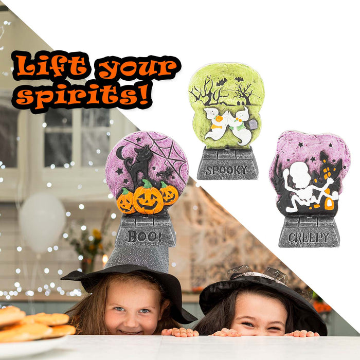 Halloween LED Table Tombstones Spooky-Creepy-Boo | 3 Pack