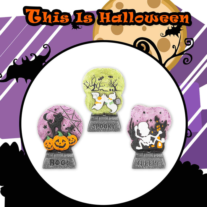 Halloween LED Table Tombstones Spooky-Creepy-Boo | 3 Pack