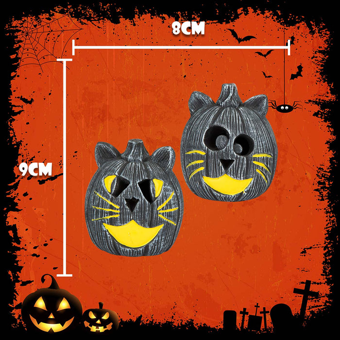 Halloween LED Pumpkin Cats Triangle Eye-Round Eye | 2 Pack