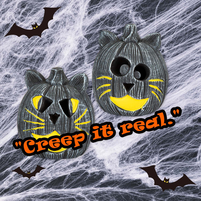 Halloween LED Pumpkin Cats Triangle Eye-Round Eye | 2 Pack
