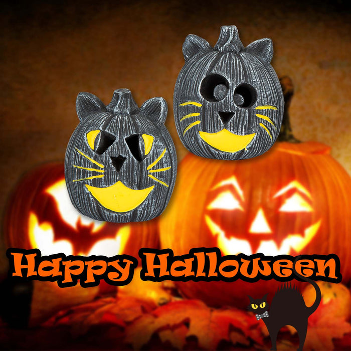 Halloween LED Pumpkin Cats Triangle Eye-Round Eye | 2 Pack